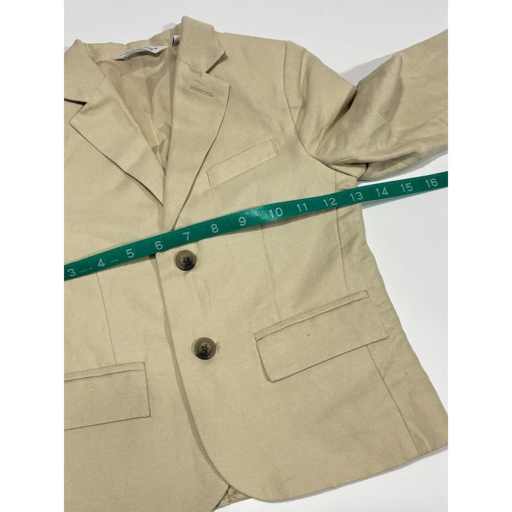 Janie and Jack Blazer Boys 4 Beige Special Occasion Linen Blend Classic Jacket